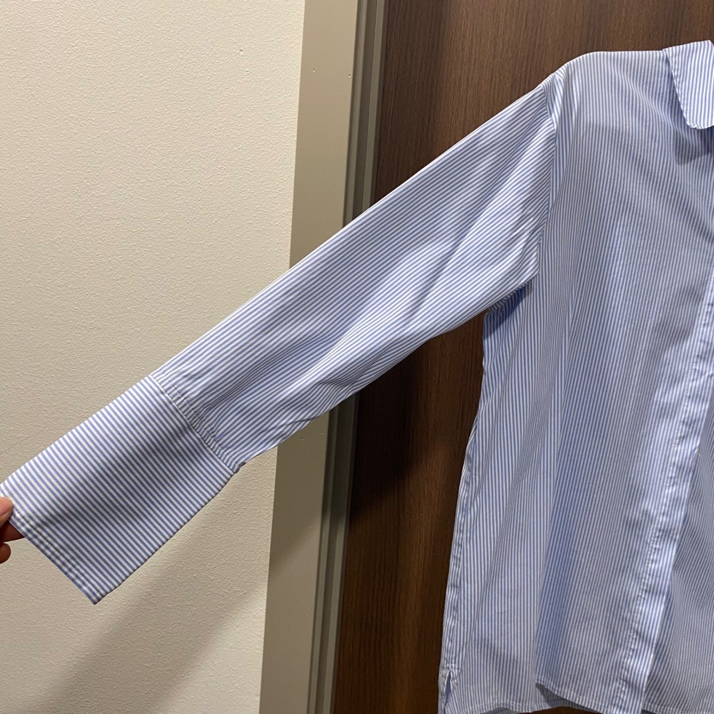 HALOGEN Striped Tie-Back Button-Up Shirt Sze Small Nordstrom Top Coastal Preppy - Picture 5 of 14